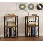 3 szintes lemezjátszó állvány vinil lemez tárolóval - 11.85D x 15.94W x 30.91H