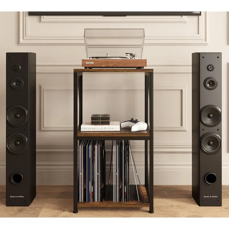 3 szintes lemezjátszó állvány vinil lemez tárolóval - 11.85D x 15.94W x 30.91H