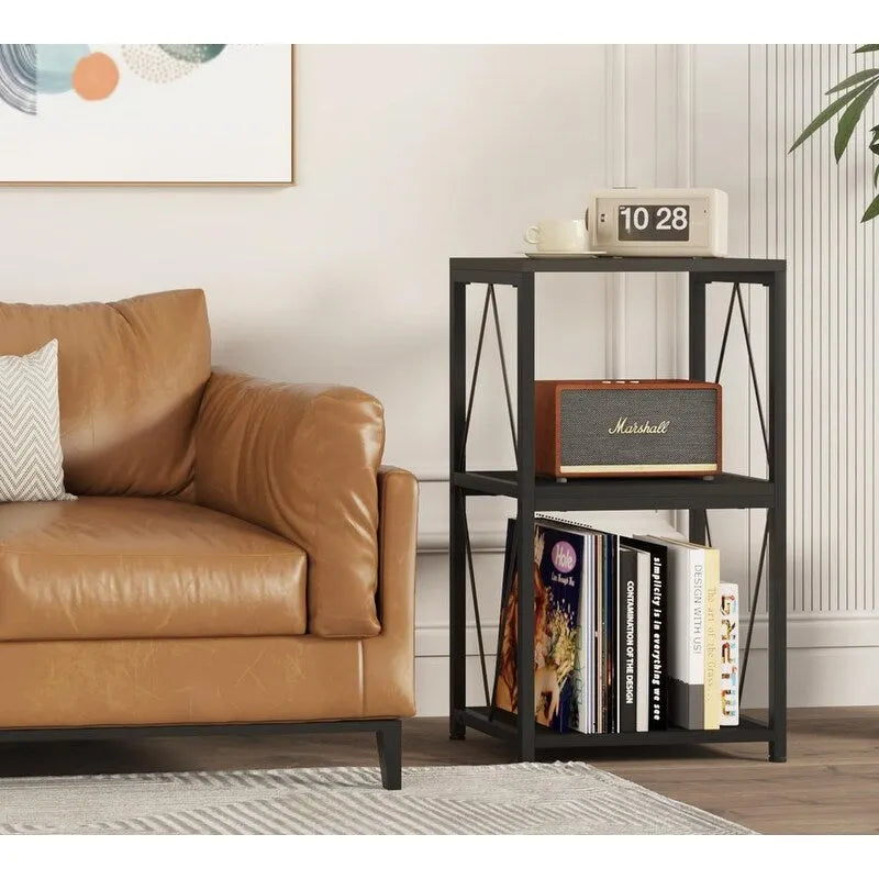 3 szintes lemezjátszó állvány vinil lemez tárolóval - 11.85D x 15.94W x 30.91H