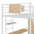 Letto a soppalco singolo con scrivania a forma di L e armadio