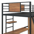 Letto a soppalco singolo con scrivania a forma di L e armadio