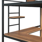 Letto a soppalco singolo con scrivania a forma di L e armadio