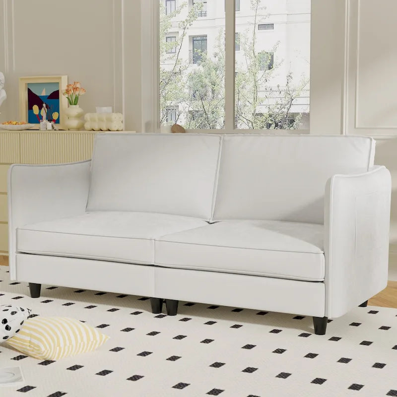 74 Zoll Mid-Century Modern Sofa für zwei Personen mit Seitentasche  