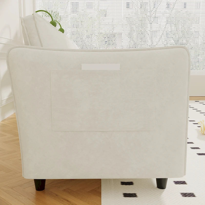 74 Zoll Mid-Century Modern Sofa für zwei Personen mit Seitentasche  