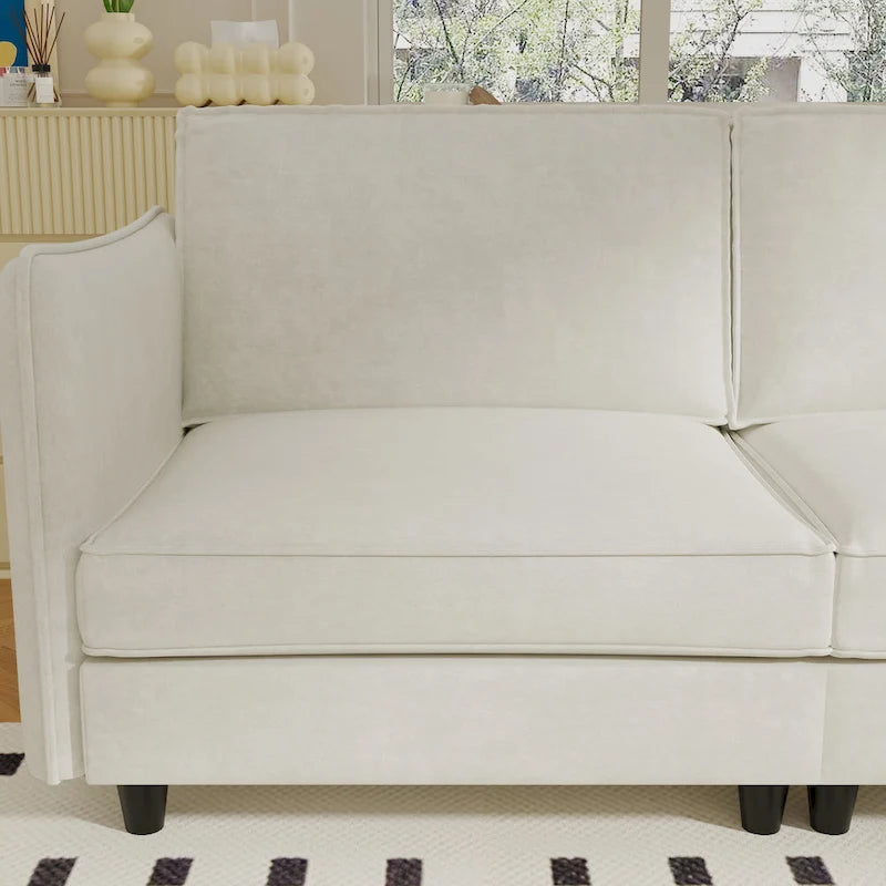 74 Zoll Mid-Century Modern Sofa für zwei Personen mit Seitentasche  