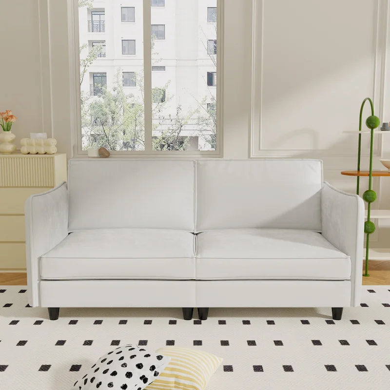 74 Zoll Mid-Century Modern Sofa für zwei Personen mit Seitentasche  