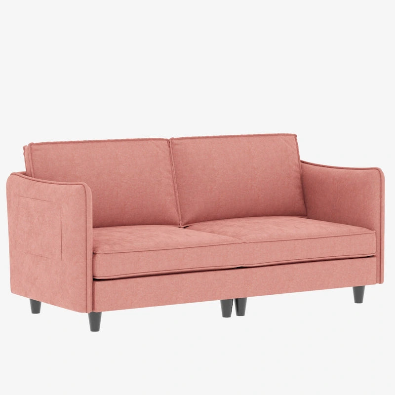 74 Zoll Mid-Century Modern Sofa für zwei Personen mit Seitentasche  