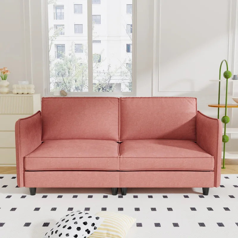 74 Zoll Mid-Century Modern Sofa für zwei Personen mit Seitentasche  