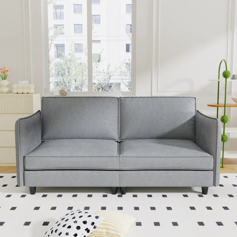 74 Zoll Mid-Century Modern Sofa für zwei Personen mit Seitentasche  