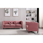 Divano e poltrona Chesterfield classici in velluto