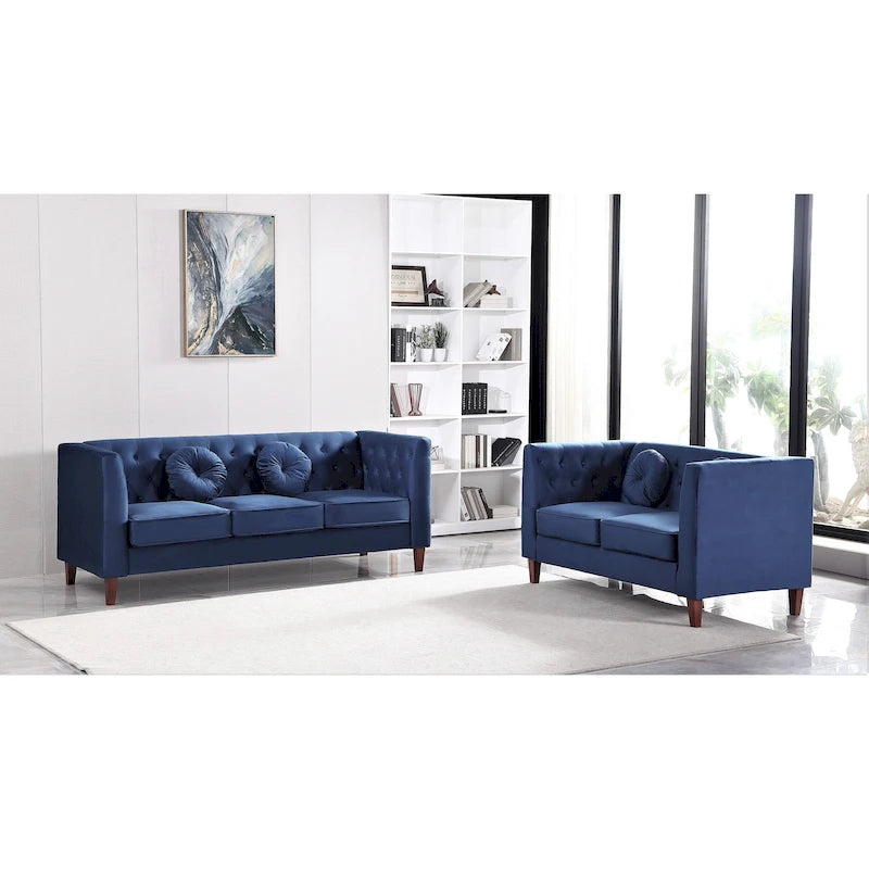Velvet Classic Chesterfield Sofa and Loveseat
