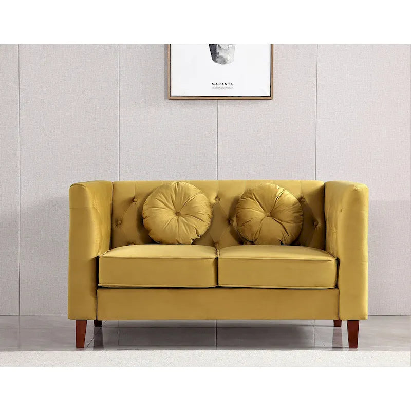 Velvet Classic Chesterfield Sofa and Loveseat
