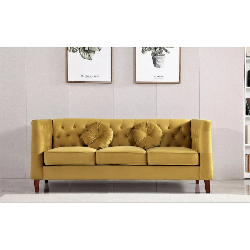 Divano e poltrona Chesterfield classici in velluto