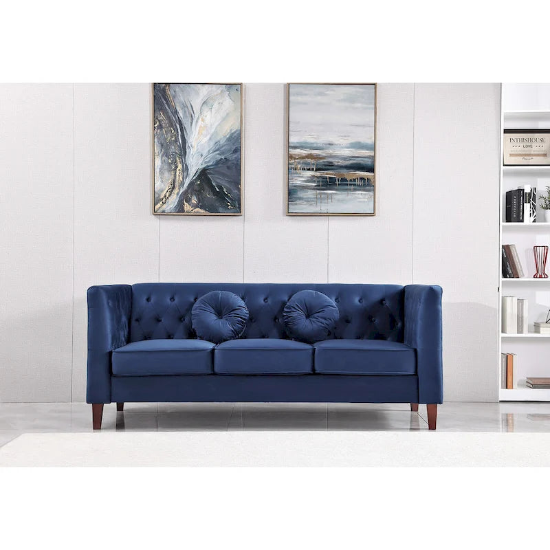 Divano e poltrona Chesterfield classici in velluto