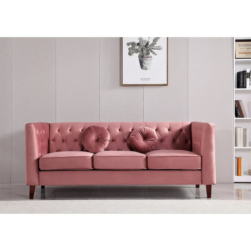 Divano e poltrona Chesterfield classici in velluto