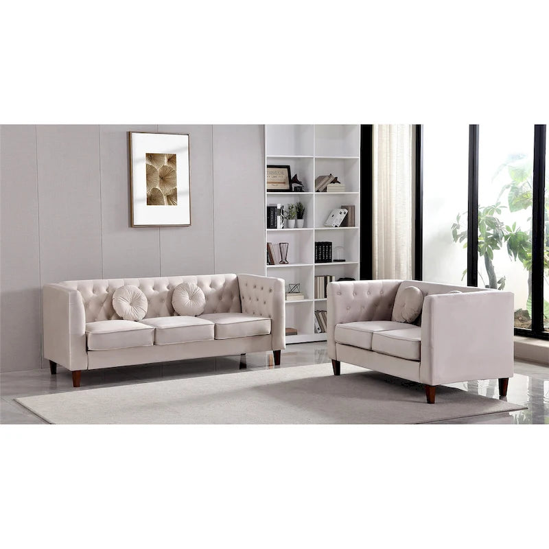 Divano e poltrona Chesterfield classici in velluto