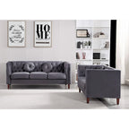 Divano e poltrona Chesterfield classici in velluto