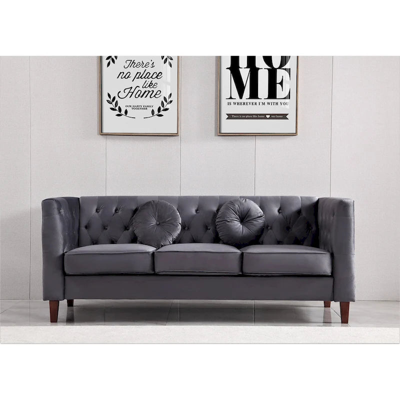 Divano e poltrona Chesterfield classici in velluto