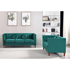 Divano e poltrona Chesterfield classici in velluto