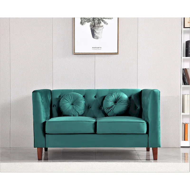 Divano e poltrona Chesterfield classici in velluto