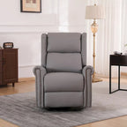 Manual Recliner Chair Fabric Swivel Armchair High Back Lounge Seating with Footrest, Adjustable Backrest and Nailhead Trim