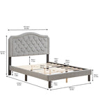 Queensize bed met knopen en sterke houten lattenbodem  
