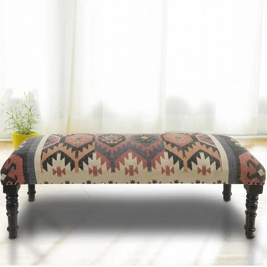 47 Beige Brown and Rust Southwest Distressed Bench