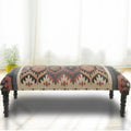 47 Beige Brown and Rust Southwest Distressed Bench