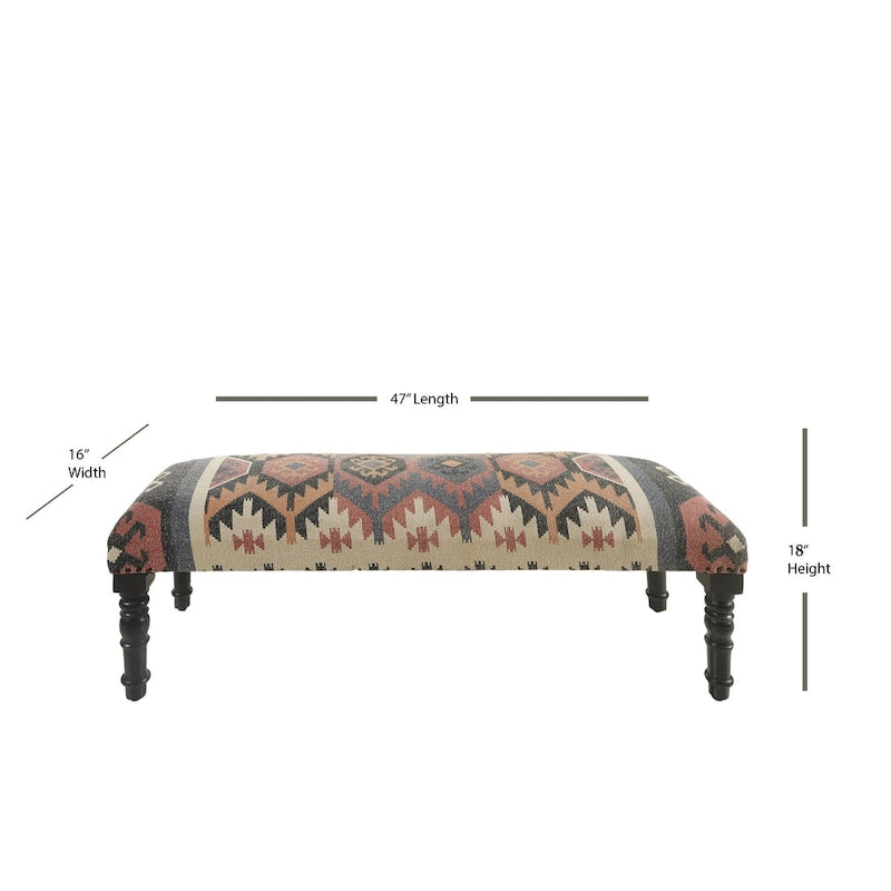47 Beige Brown and Rust Southwest Distressed Bench