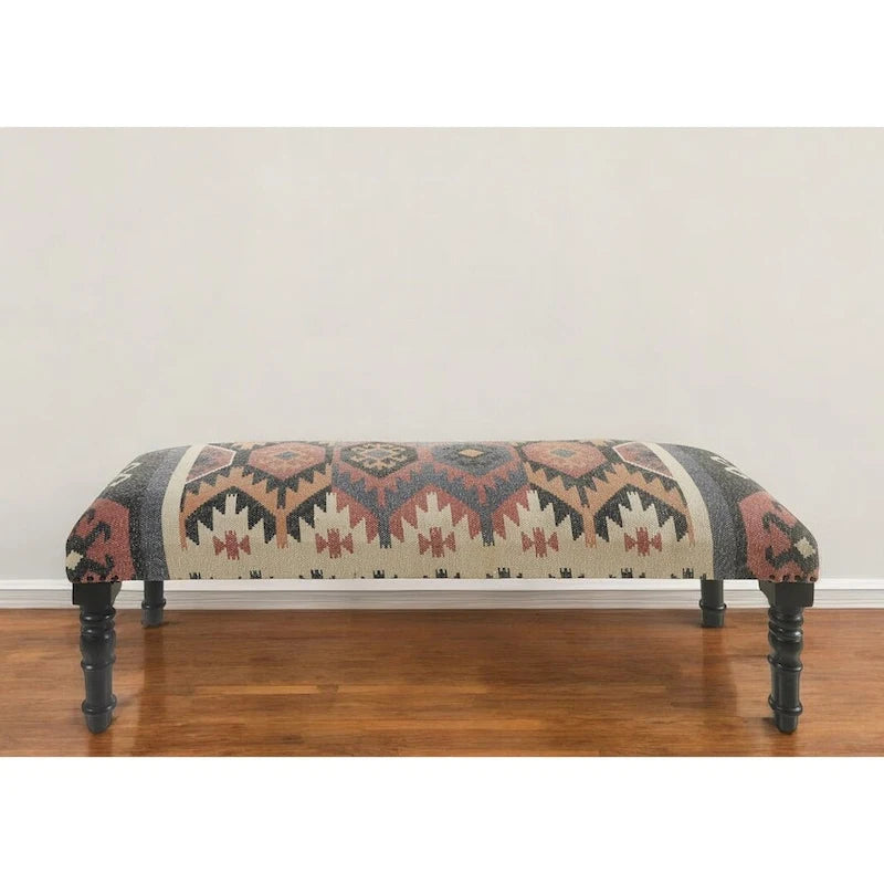 47 Beige Brown and Rust Southwest Distressed Bench