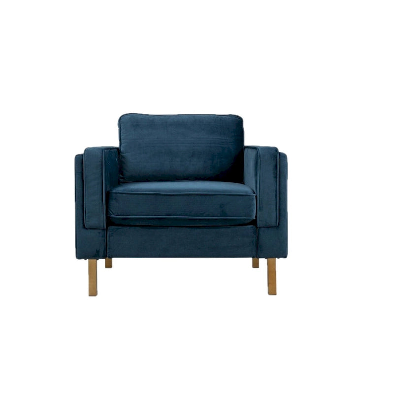 Green Velvet Armchair with Golden Finish Legs