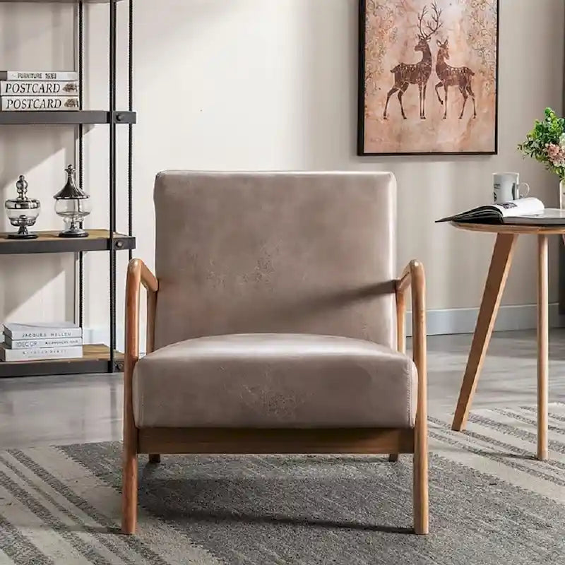 25-Inch Mid-Century Modern Armchair with Open-Frame Arms