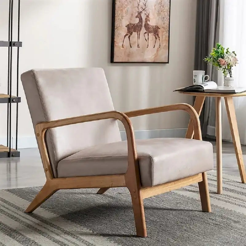 25-Inch Mid-Century Modern Armchair with Open-Frame Arms
