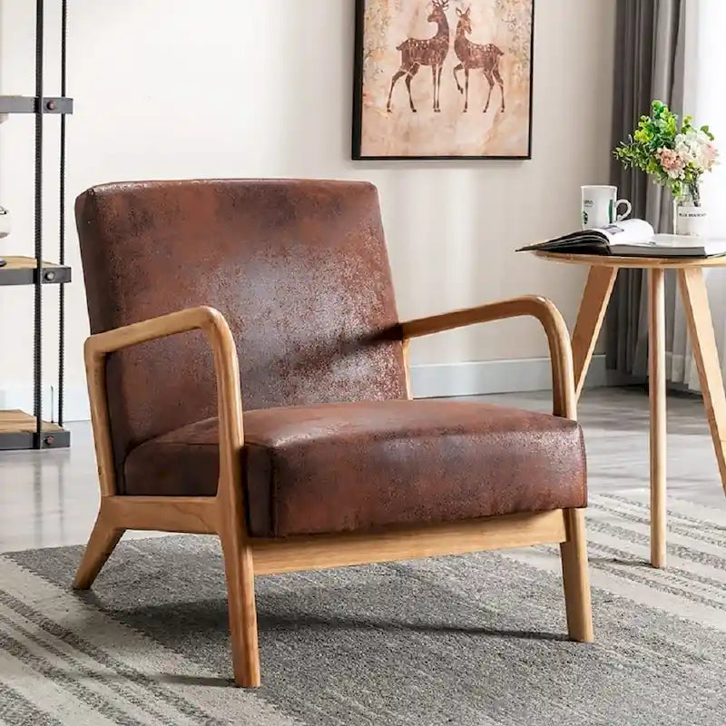 25-Inch Mid-Century Modern Armchair with Open-Frame Arms