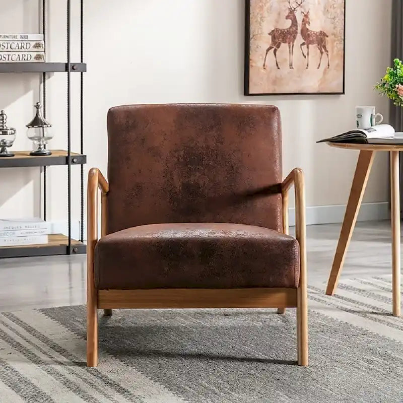 25-Inch Mid-Century Modern Armchair with Open-Frame Arms