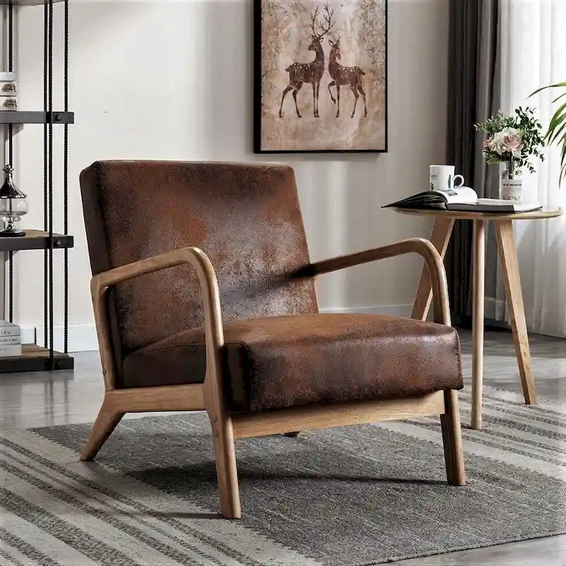 25 Zoll Mid-Century Modern Sessel mit offenem Rahmen und Armlehnen