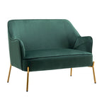 Kanapa dwuosobowa z aksamitu z nogami w kolorze złotego chromu