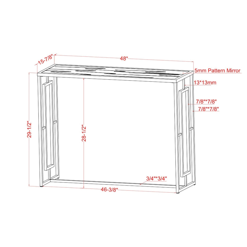 48 Zoll Sofa-Tisch mit geripptem Glas  