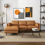 Ecksofa aus italienischem Top-Grain-Leder — Hellbraun  