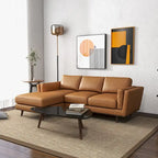 Ecksofa aus italienischem Top-Grain-Leder — Hellbraun  