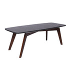 18 x 43.5 Rectangular Italian Black Marble Coffee Table with Walnut Legs