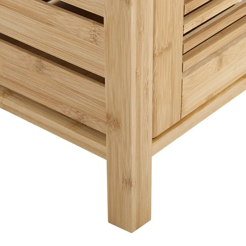 Bambus-Mittelschrank mit offenen und geschlossenen Regalen  
