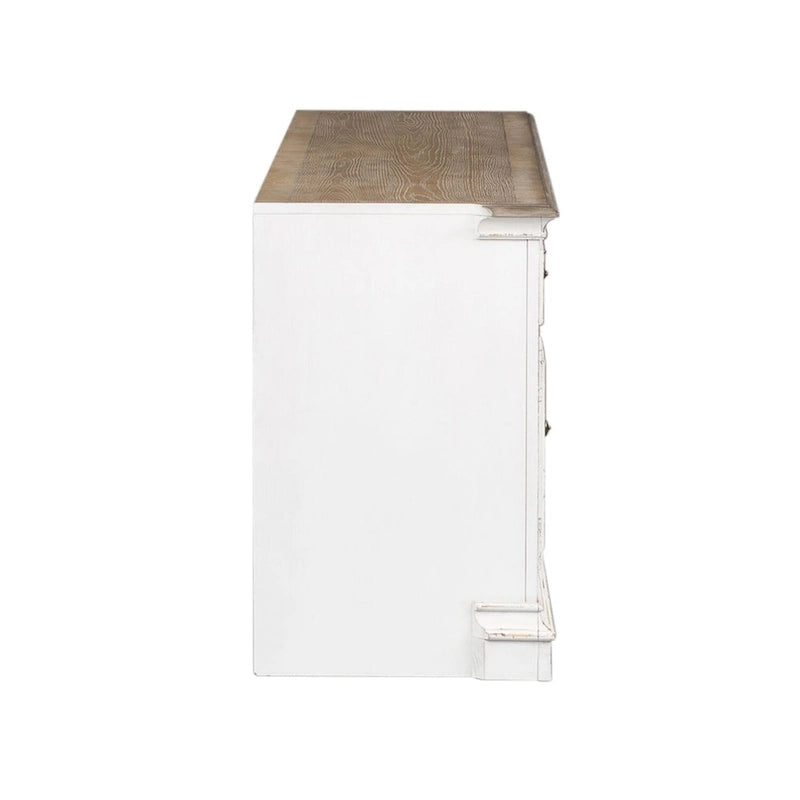 Antique White & Weathered Bark Entertainment TV Stand