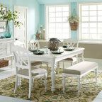 Mesa de comedor rectangular color blanco ostra  