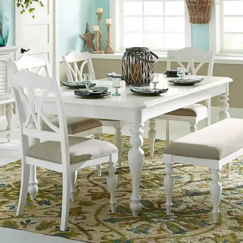 Mesa de comedor rectangular color blanco ostra  