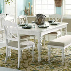 Mesa de comedor rectangular color blanco ostra  