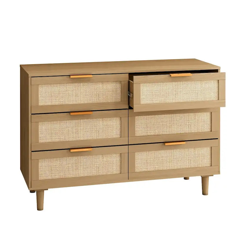 6-Schubladen Rattan-Kommode für Schlafzimmer und Wohnzimmer  