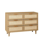 6-Schubladen Rattan-Kommode für Schlafzimmer und Wohnzimmer  