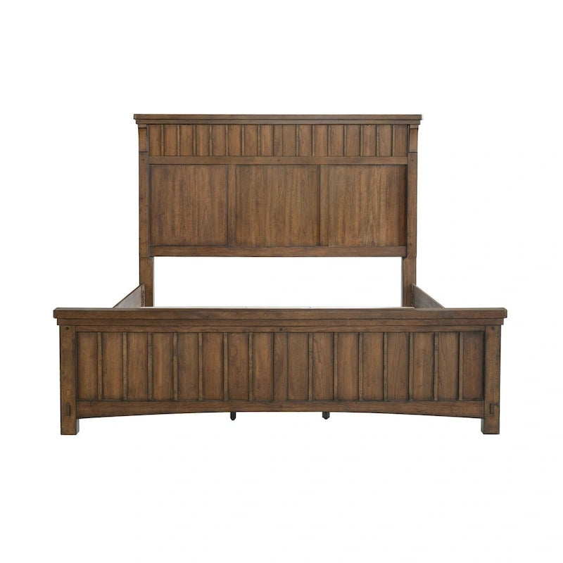 King Panel Bed — Mission Style with Integrated Reading Lights