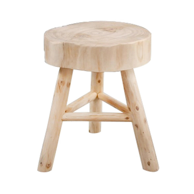 16-Inch Live-Edge Wooden Stool with Triangle Footrest